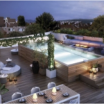 défisc pinel-terrasse sol bois salon de jardin piscine arbustes nuit