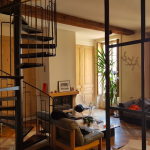 achat studio lyon-séjour meublé cheminée escalier parquet