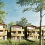immobilier neuf lyon-résidence neuve jardins privatifs arbres ciel bleu