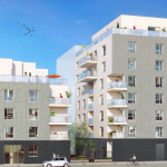 investir dans l'immobilier locatif-résidence neuve arbres plantes rue passants cycliste ciel bleu oiseaux