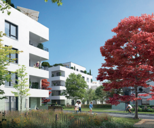 loi pinel immobilier-résidence neuve espaces verts passants ciel bleu