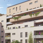programme pinel-résidence neuve balcons fleuris arbres ciel bleu