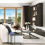 programmes immobiliers neufs lyon-salon meublé baie vitrée rideau ouvert vue sur la terrasse